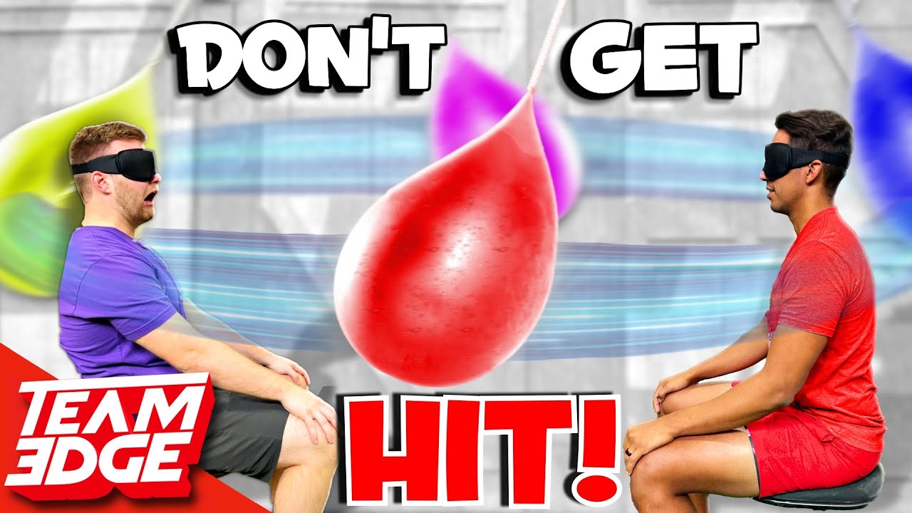 Dodge The GIGANTIC Swinging Balloons Challenge!! *Blindfolded*