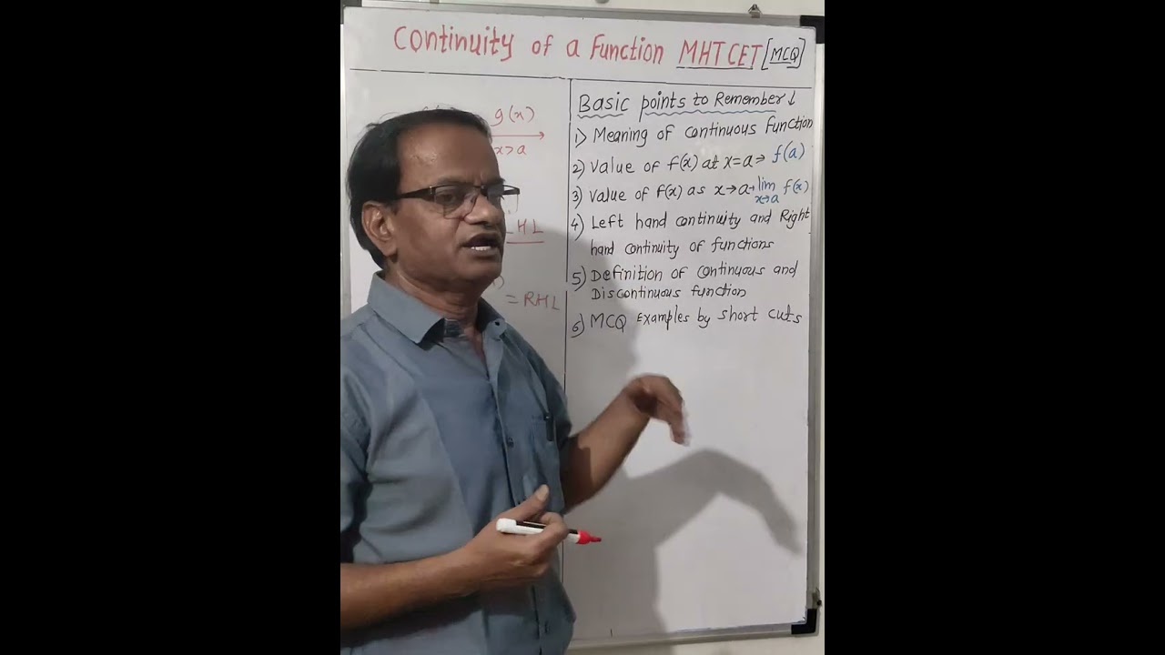 Continuity of Function MHT CET Basic concepts for MCQ
