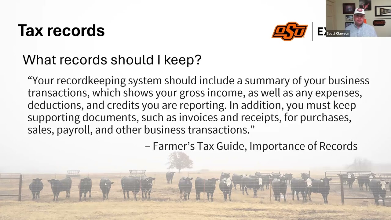 BFR Webinar Series #4 Taxes, Record Keeping, and other Financial Considerations