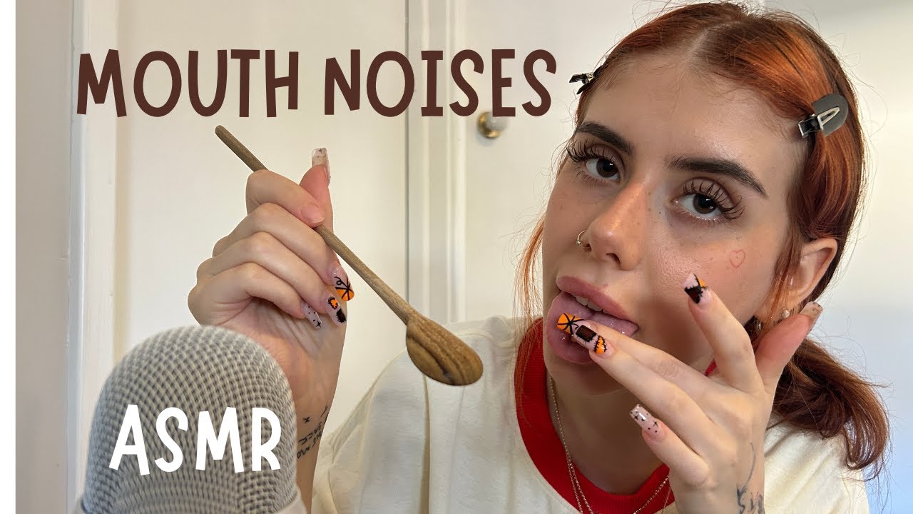ASMR mouth sounds for sleep (wooden spoon, spit painting, hand movements)