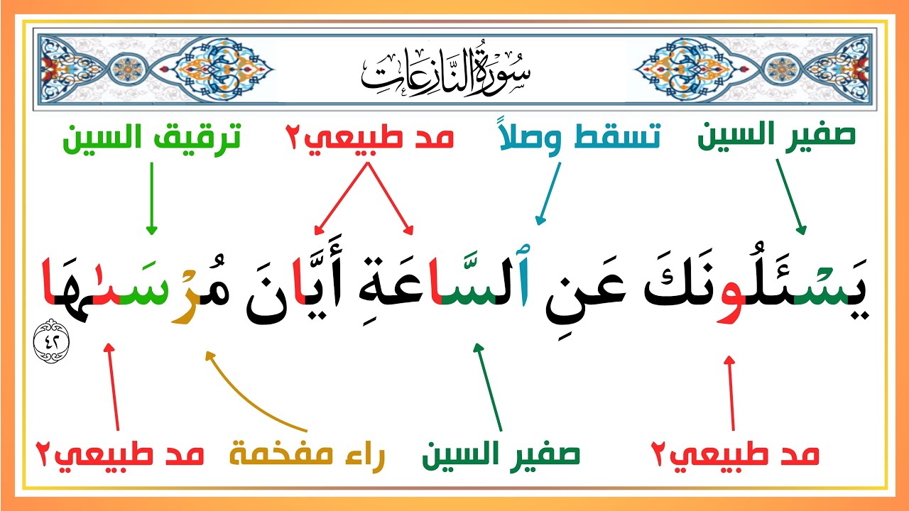 الجزء ال 7️⃣ | الطريقة الصحيحة لقراءة سورة النازعات بأحكام التجويد | طريقة سهلة للكبار والصغار 