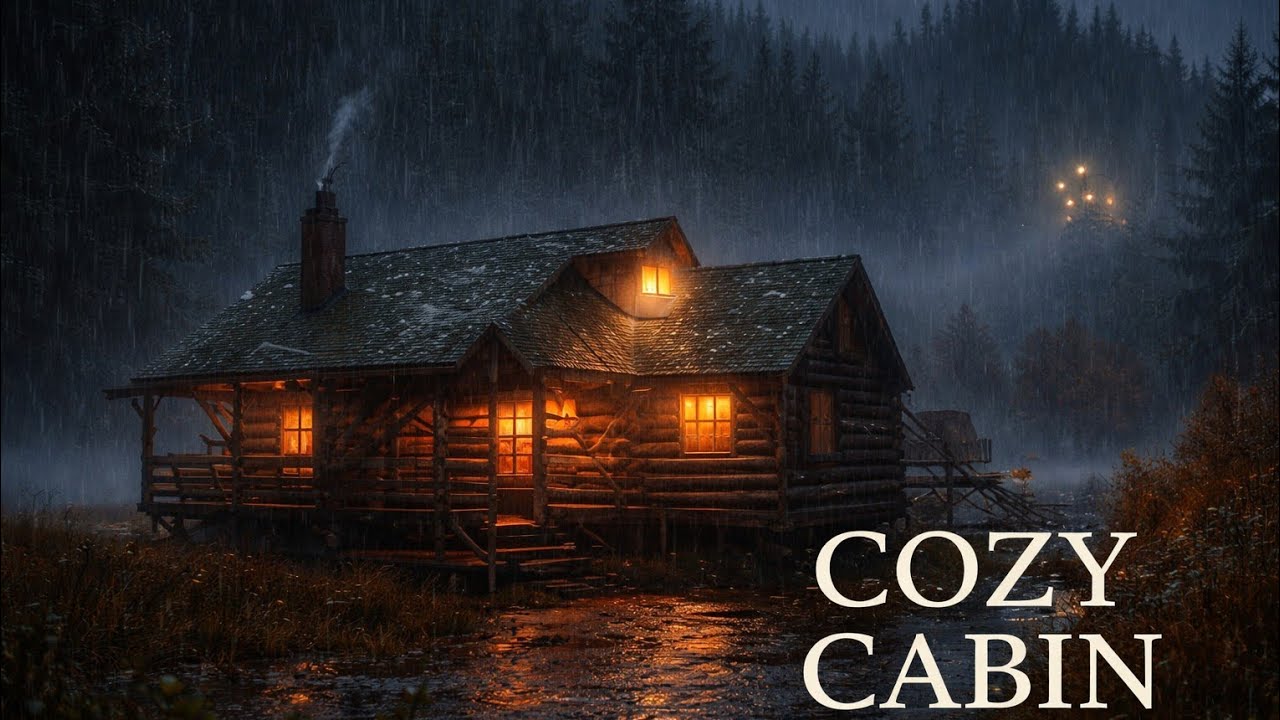 Cozy Cabin Rain Ambience 🌧️ Heavy Rain in Forest Cabin for Deep Sleep, Relaxing & Study