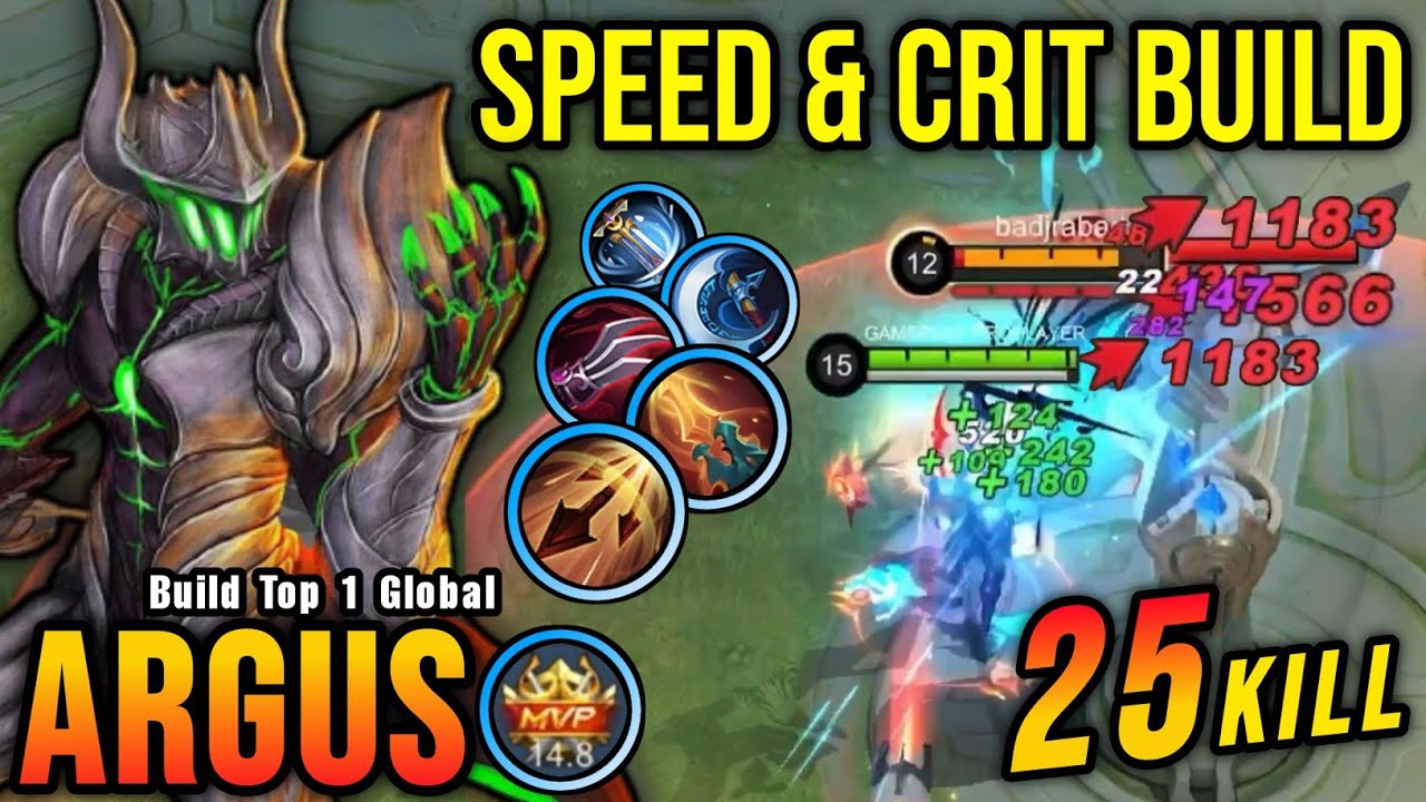 25 Kills!! Attack Speed & Critical Build Argus is Deadly!! - Build Top 1 Global Argus ~ MLBB