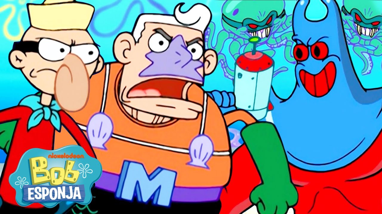 Bob Esponja | Todos os momentos épicos do Homem Sereia e Mexilhãozinho 🦸 | 45 min | Português