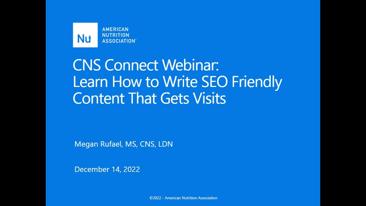 CNS Connect Webinar: Learn How to Write SEO Friendly Content
