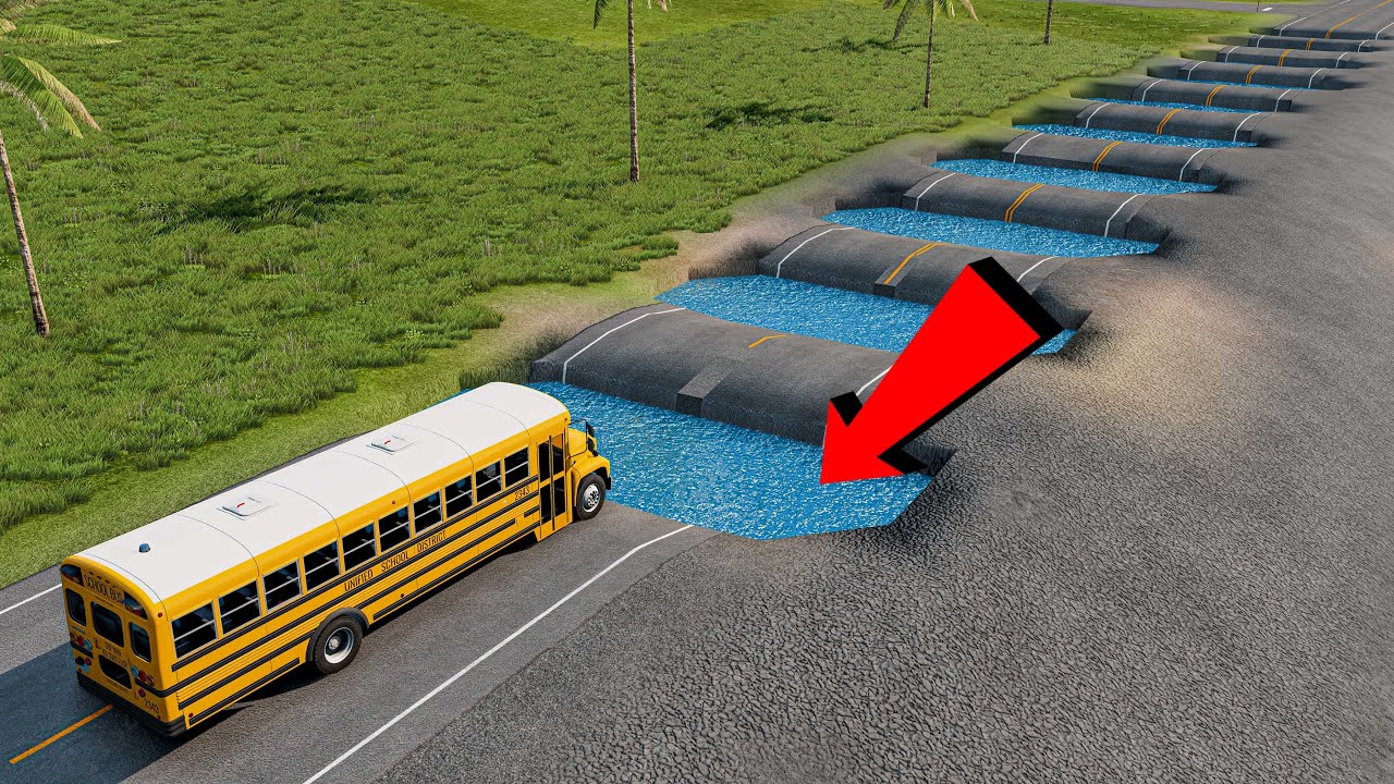 Cars vs 10 Potholes  BeamNG Drive Challenge Ends in Total Destruction!