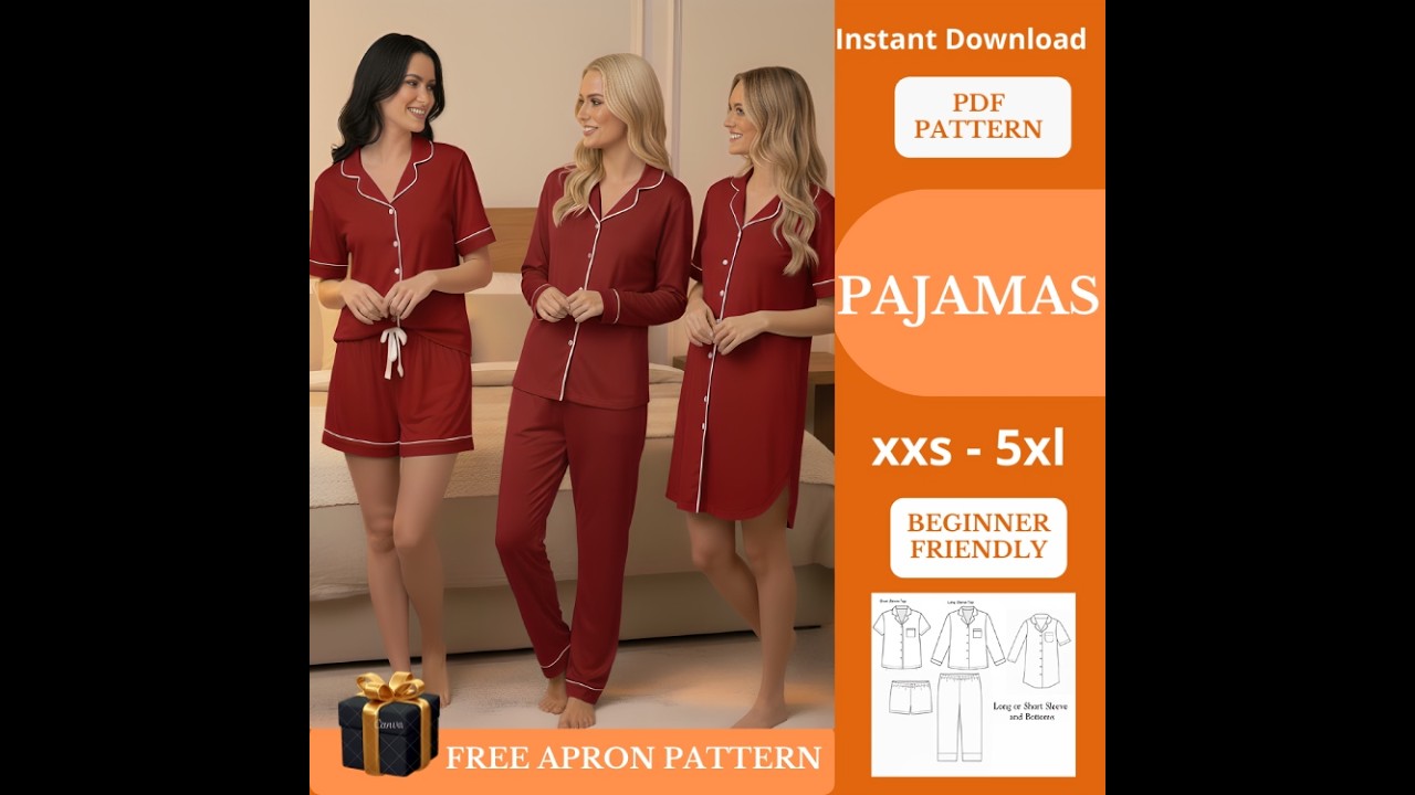 Bridesmaid Pajamas Sewing Pattern | 3-in-1 Sleepwear Set PDF