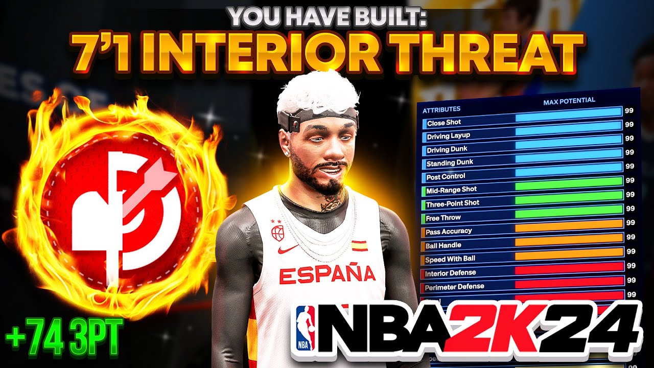 *CATFISH* 7'1 INTERIOR THREAT + 74 3PT FOR REC/COMP PROAM IN NBA 2K24! OVERPOWERED BIG MAN BUILD!