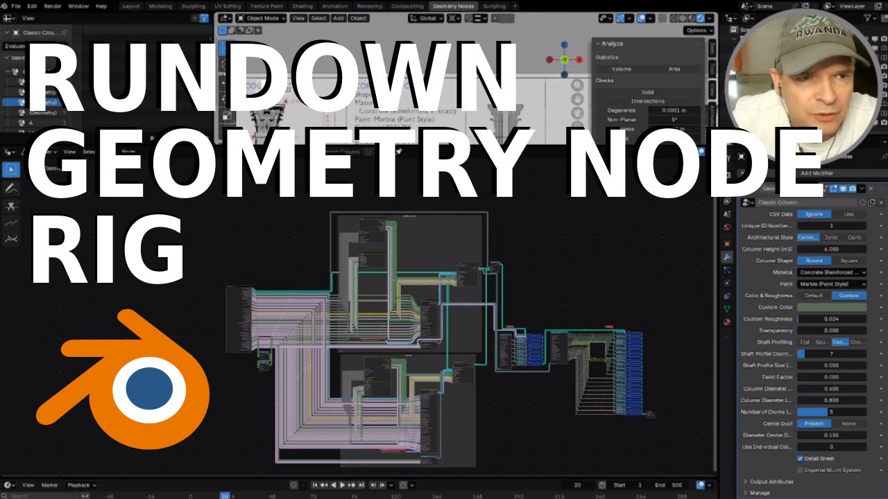 Abundomy Parametric Roman Column - Blender Geometry Nodes Rig Rundown