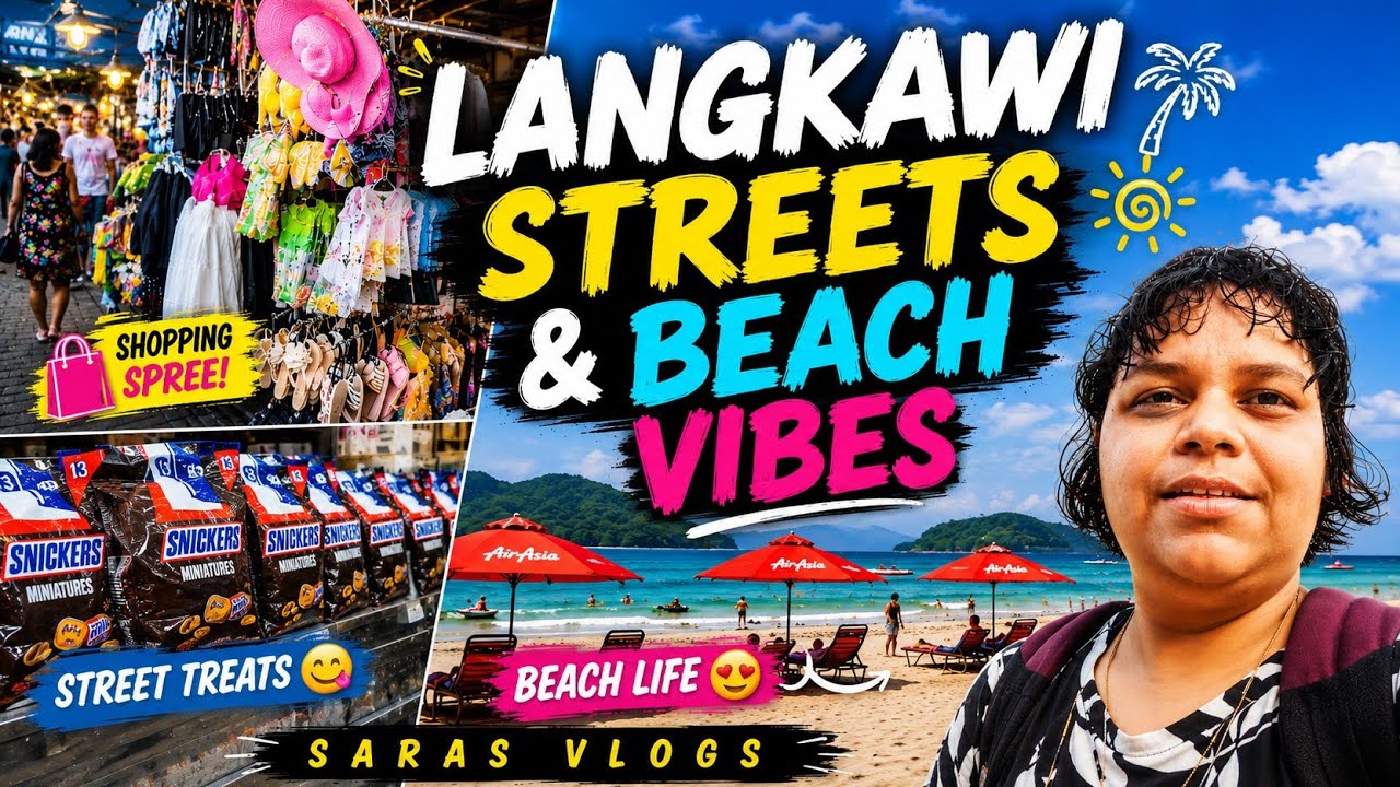 Exploring Pantai Cenang Langkawi🏖️| Streets, Beach, Duty Free shop 🍫| Tamil | Saras Vlogs