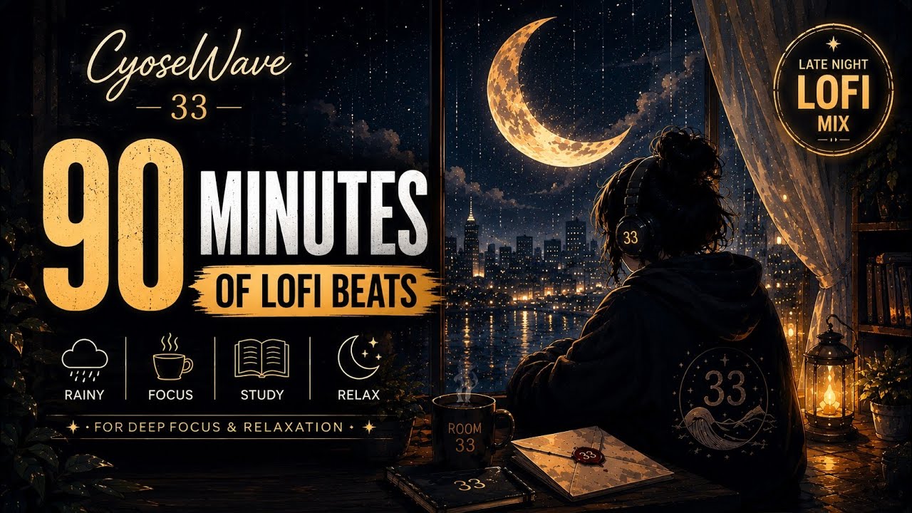 90 Minutes of Late Night Lofi 🌙 Rainy Beats for Deep Focus, Study & Relaxation