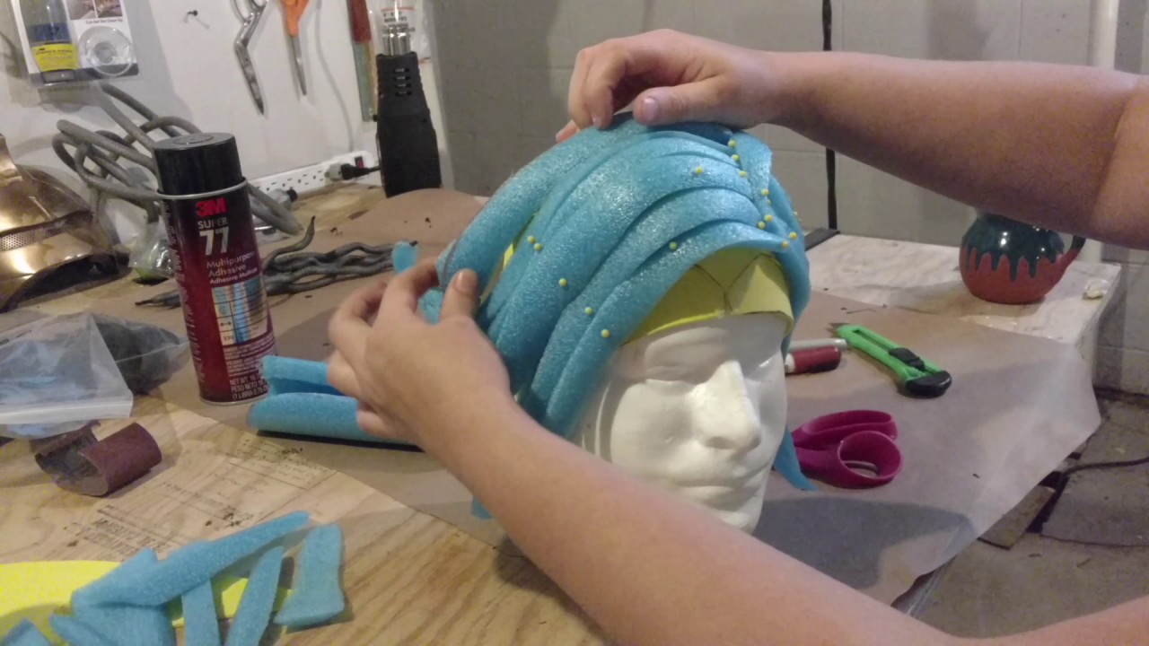 Pool noodle wig construction diy tutorial