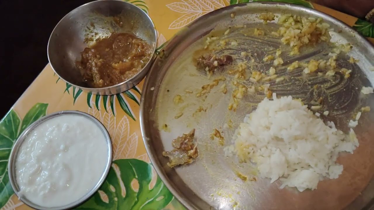 Dahi,Dal,Motton Curry,Baingan fry with rice Like and Subscribe 🤤#asmr 