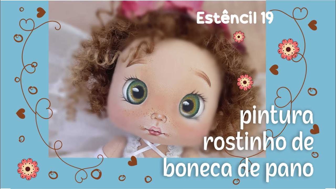 Como pintar um Lindo rostinho de boneca de pano (ESTÊNCIL 19)