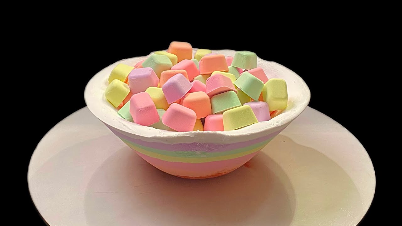 ASMR _ I crushed a bowl of colored baking soda pieces 🥣