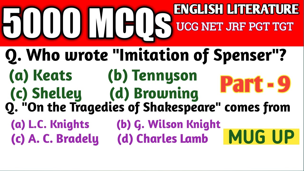 English Literature UGC NET |English Literature MCQs with Answers| British Literature| Avadhesh sir