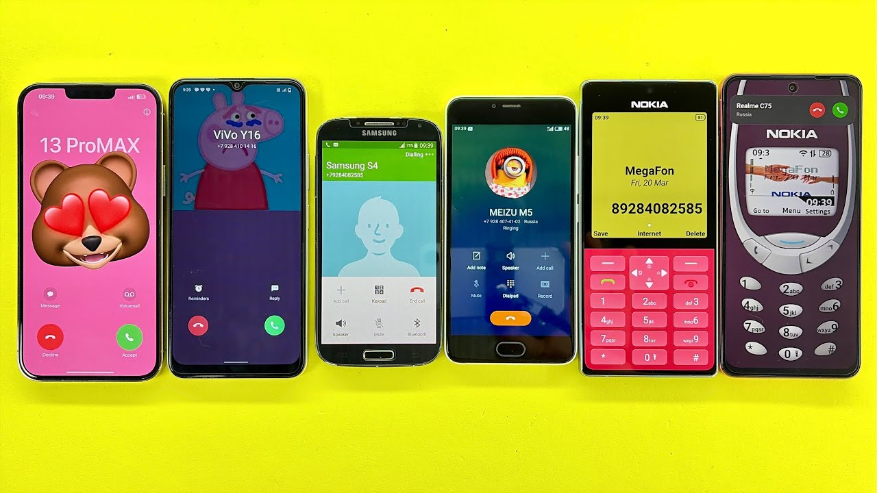 Samsung S4 & MEIZU M5 calling Realme C75+Samsung Note20 Nokia Launcher | ViVo Y16+iPhone 13ProMax 