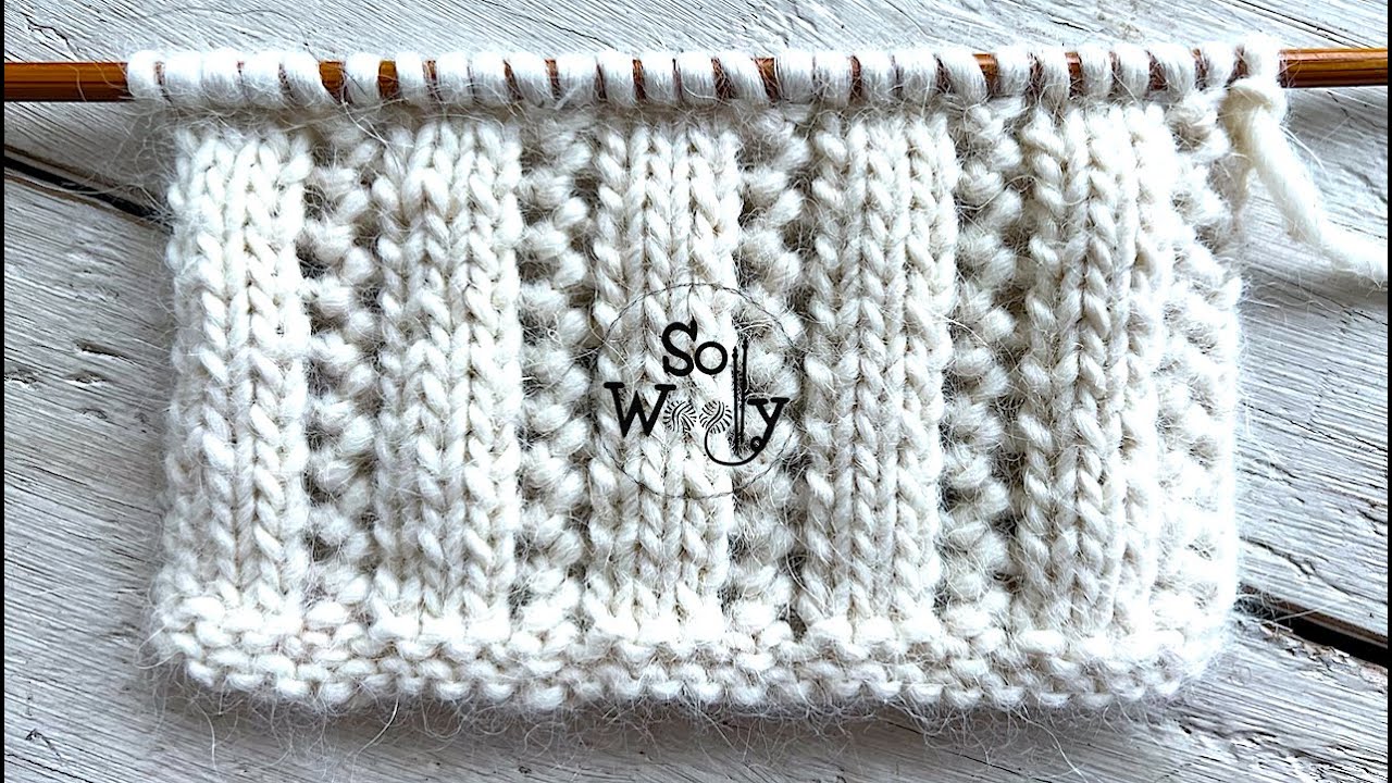 How to knit an Easy Lace Column Scarf stitch (2 rows - English & Continental styles) - So Woolly