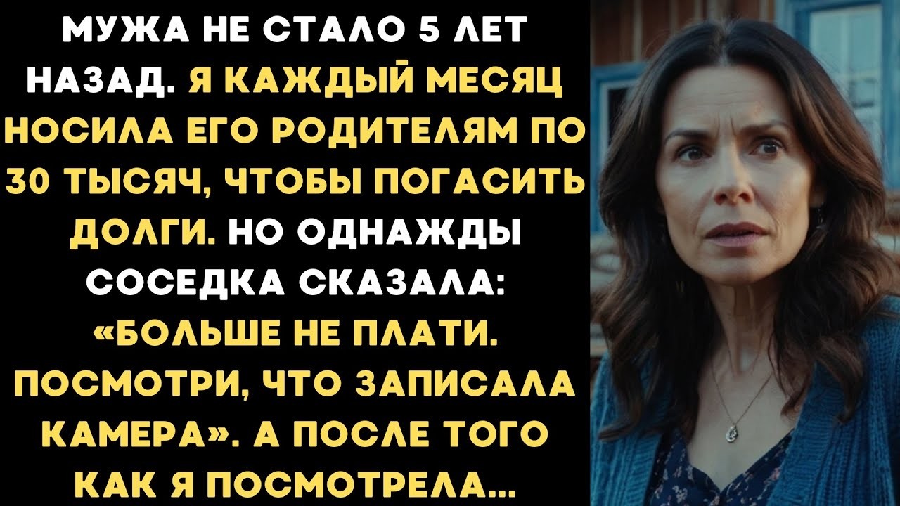 Муж умер 5 лет назад и я отдавала его долги. Но соседка сказала: Больше не плати. Проверь камеру...