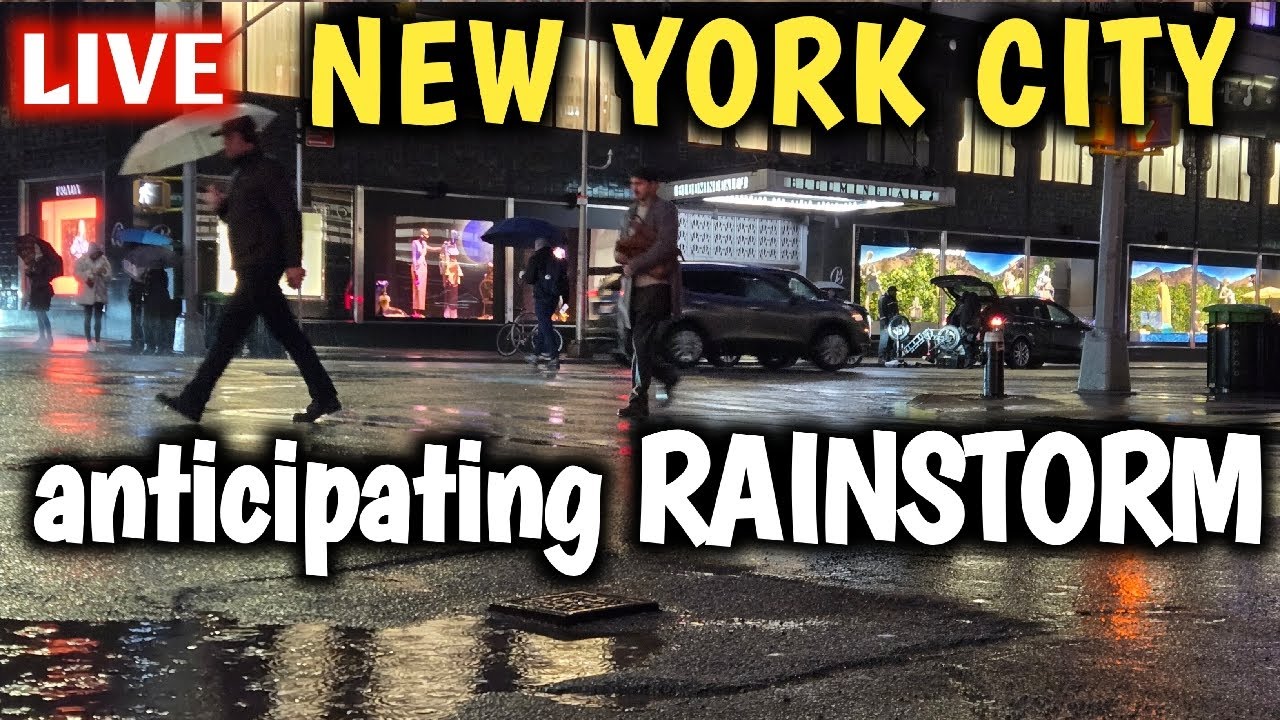 LIVE Rainstorm Anticipation NYC 🌧️ Walking in Rain Through Times Square & Midtown Manhattan