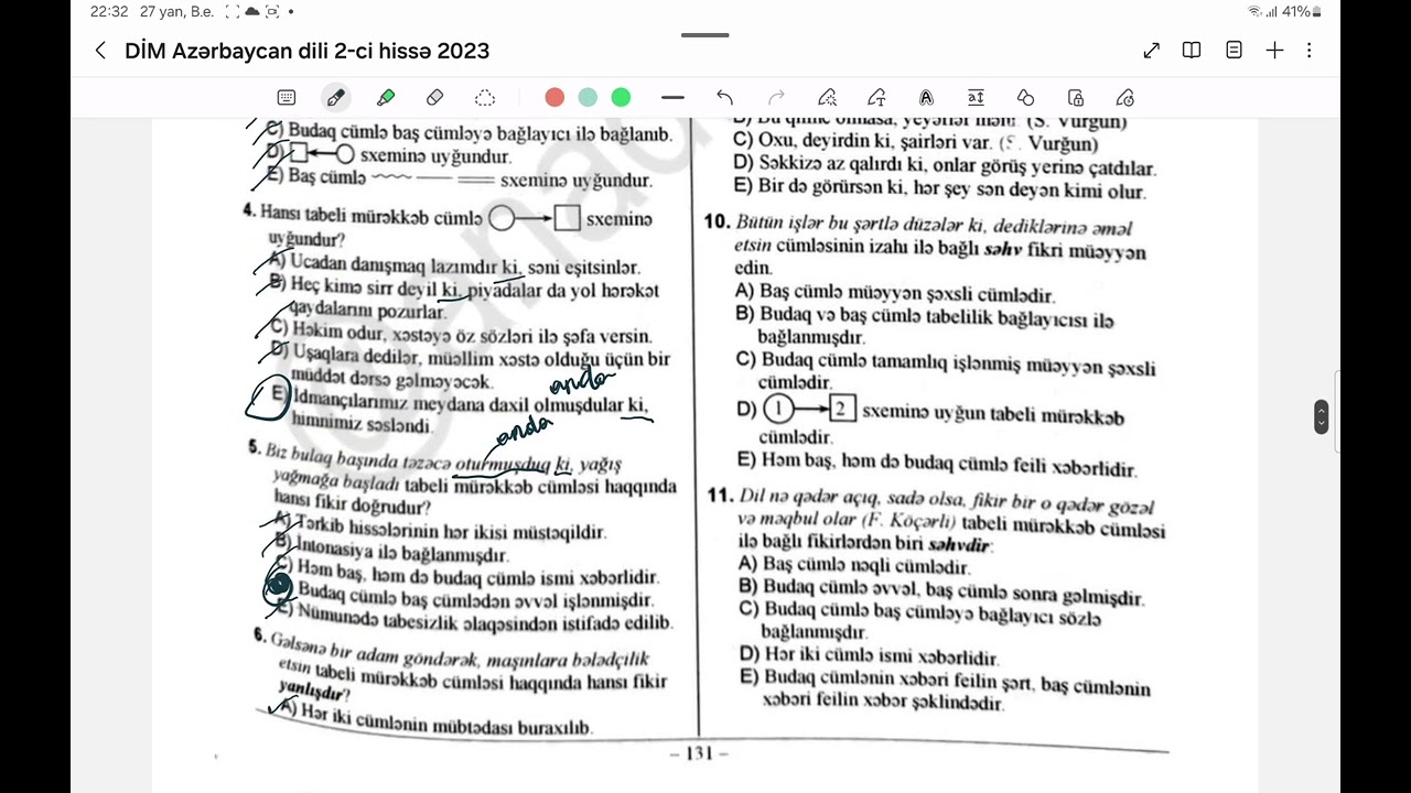 Tabeli mürəkkəb cümlədə baş və budaq cümlə.0504483096