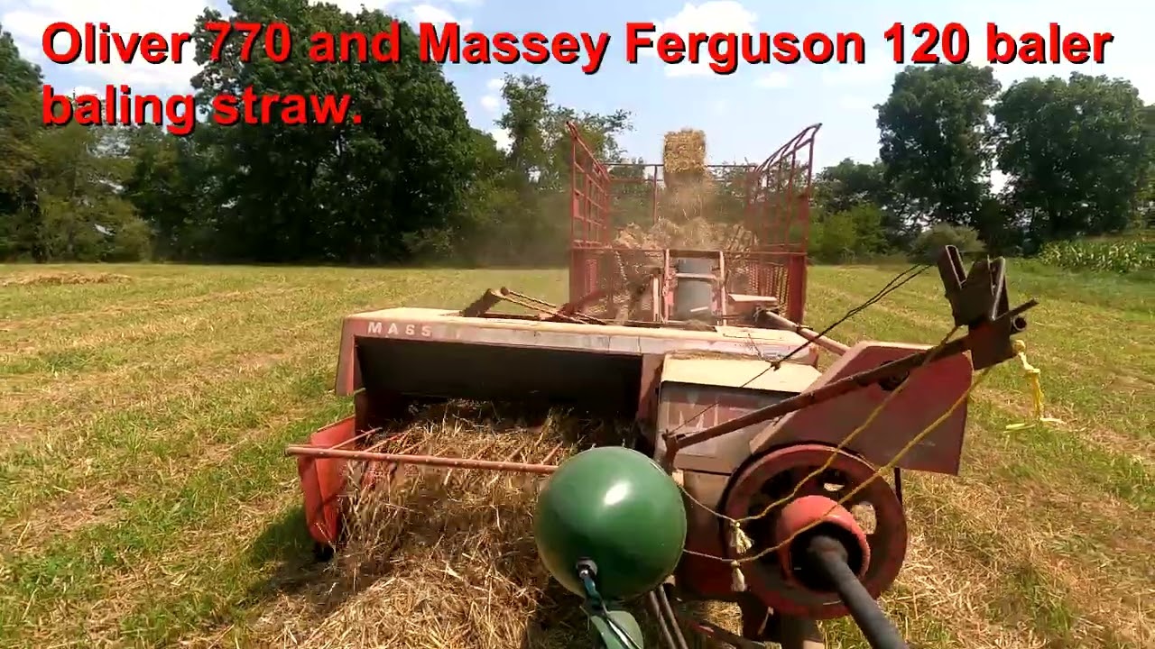 Raking and Baling Straw with an Oliver 77 and 770