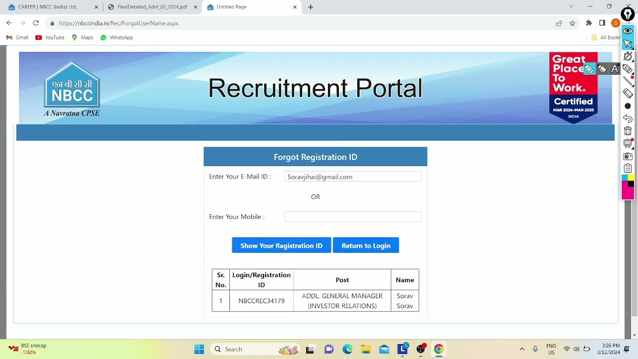 NBCC Recruitment Form Fill - Up 2024 | 103+ Posts | All India | Step By Step | All Details