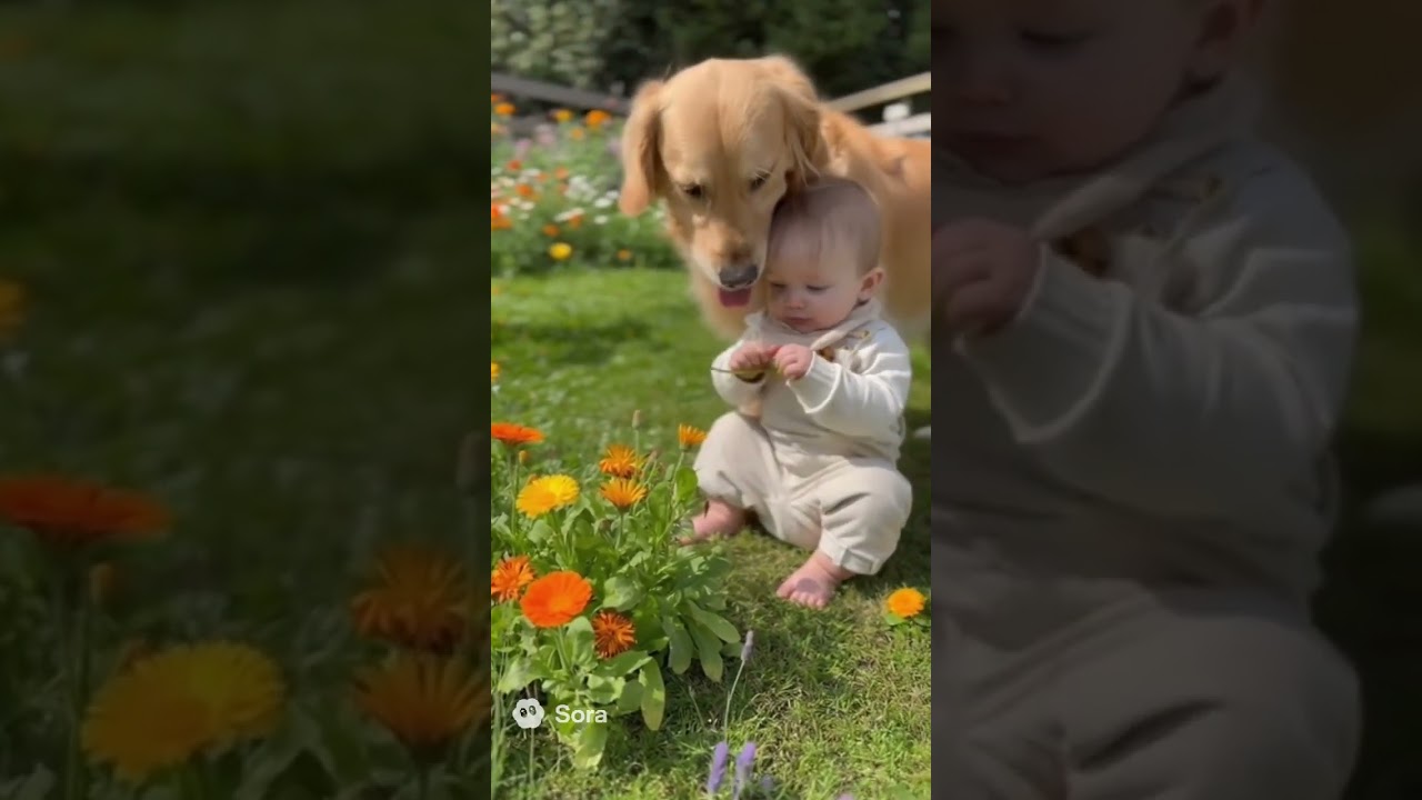 Baby & Golden Retriever Discover Nature Together | Heartwarming Outdoor Adventure