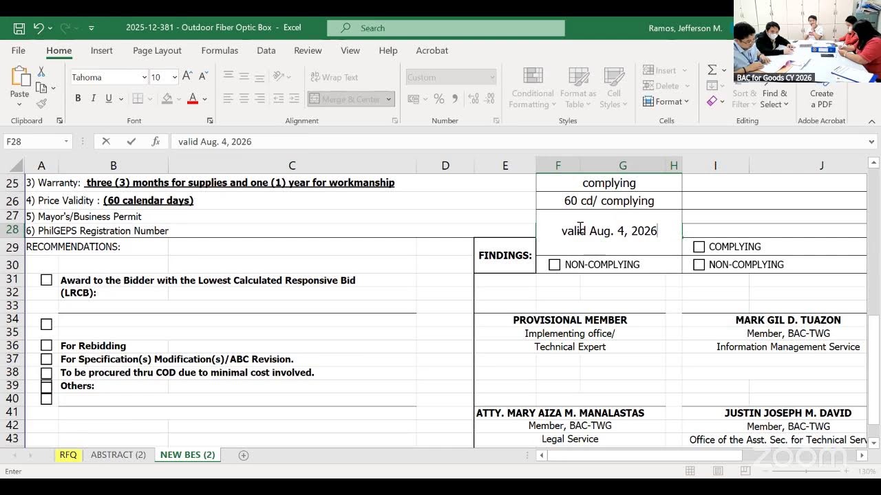 Procurement Livestream for DPWH Central Office Goods and Services Division on January 14, 2026