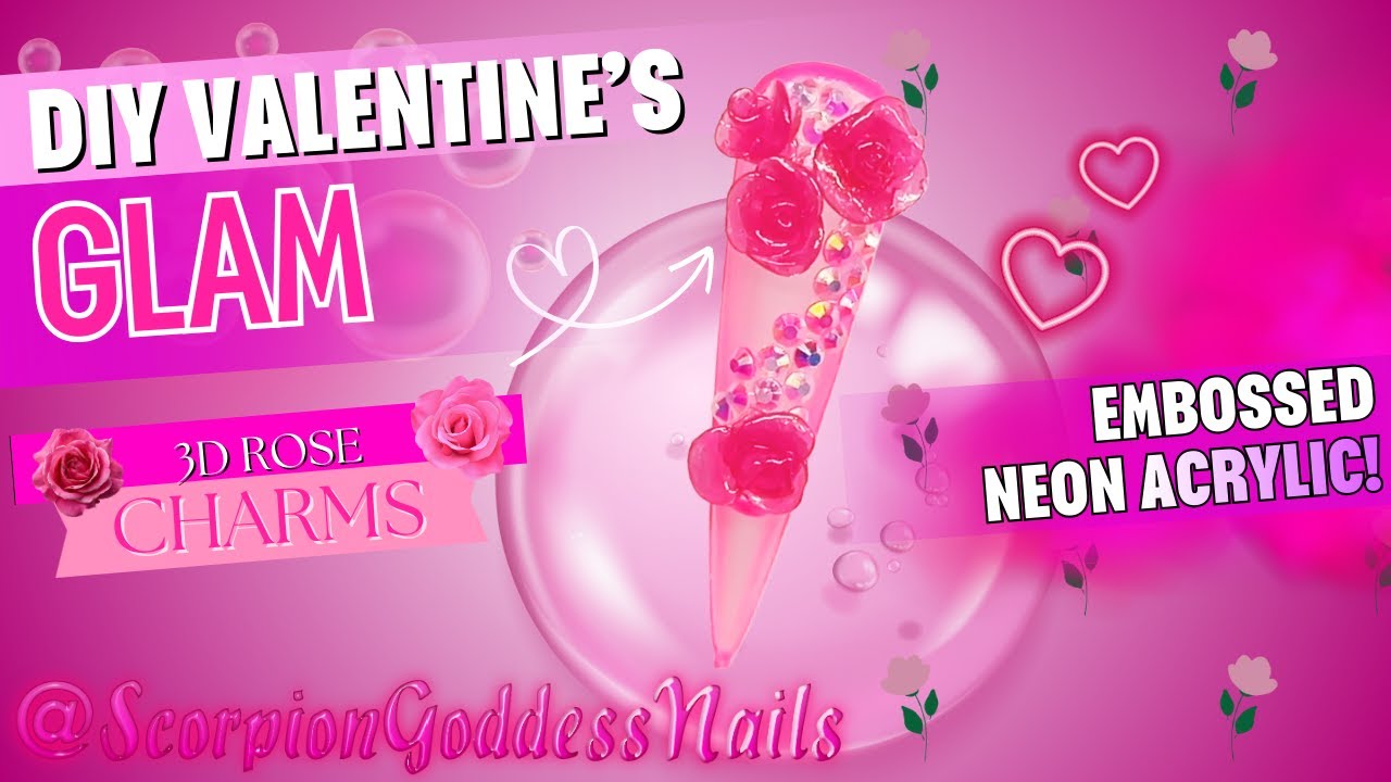 Ep. 0399 | DIY 3D Rose Nail Art on XXL Stiletto Tip 💅🏽 | Valentine’s Day Acrylic & Gel Nail Design