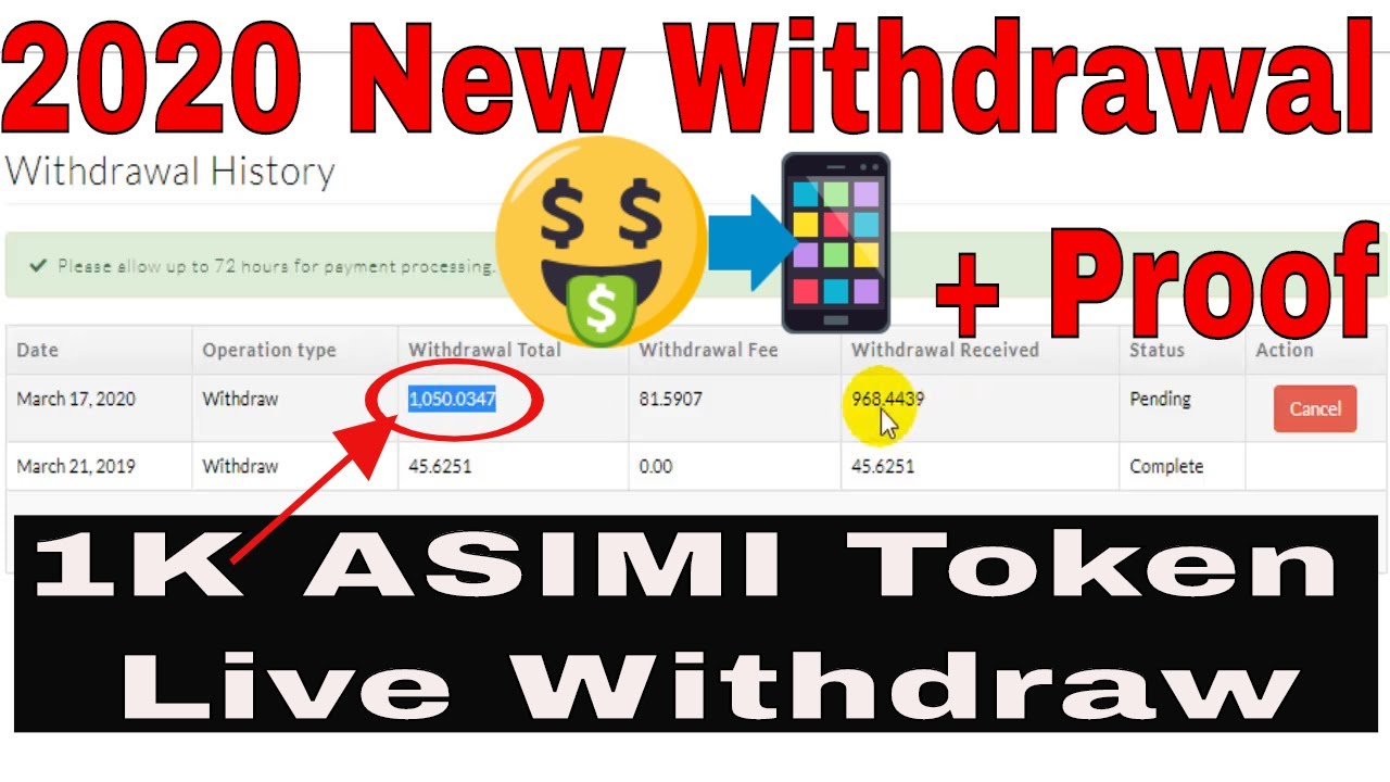 😍💸(Live) my new ASIMI withdrawal 2020 from hashing ad space How to withdraw asimi with payment proof