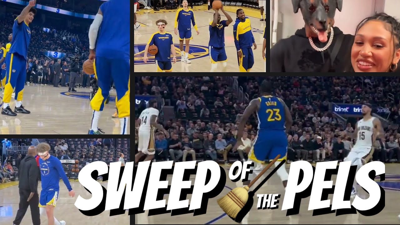 Watching Curry watch Warriors sweep Pelicans 🧹 Wiggins and Steph’s Halloween costumes 🐶 + more bts