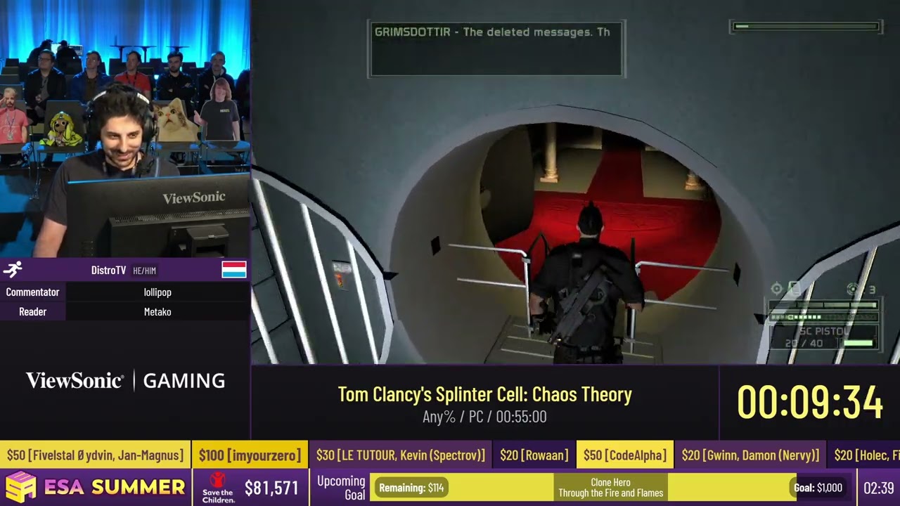 Splinter Cell от Tom Clancy: Chaos Theory [Any%] от DistroTV — #ESASummer22