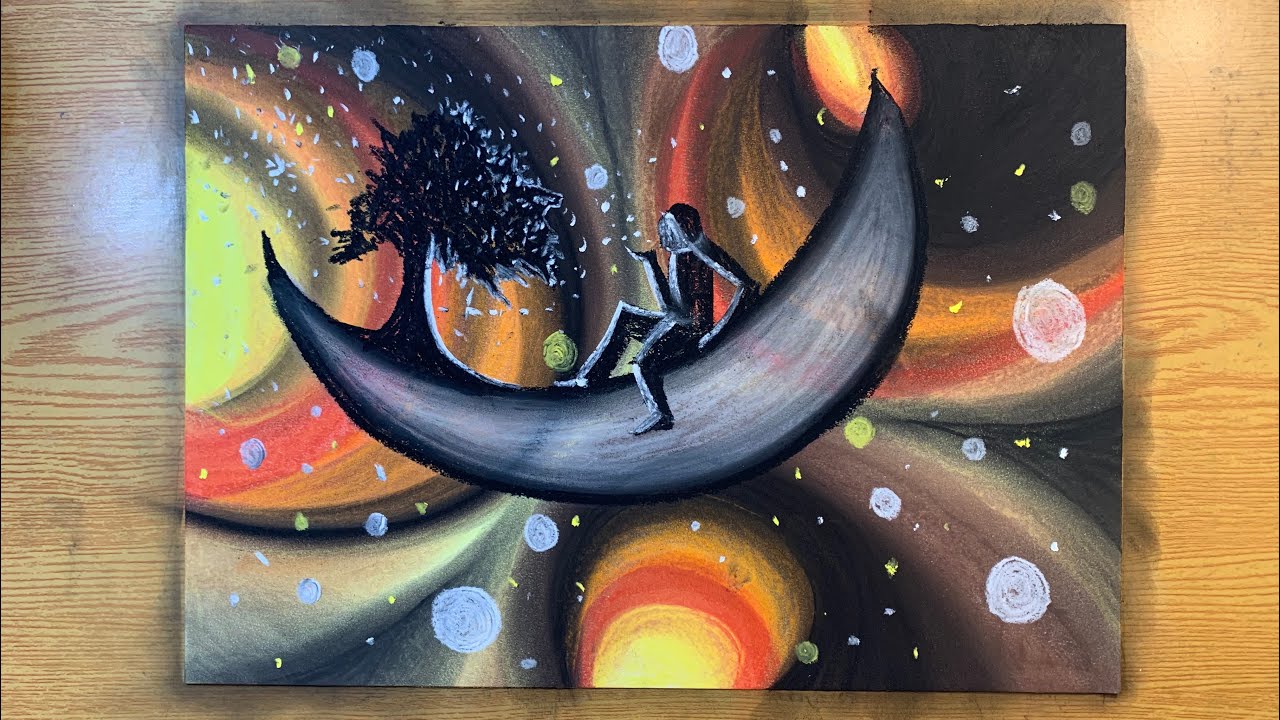 How To Paint Sitting On The Moon Abstract Painting In Soft Pastel | Satisfying Art Demonstration