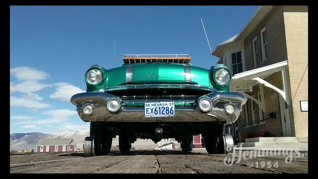 Vintage train-track automobile! The 1956 Pontiac Fairmont Hy-Rail replica