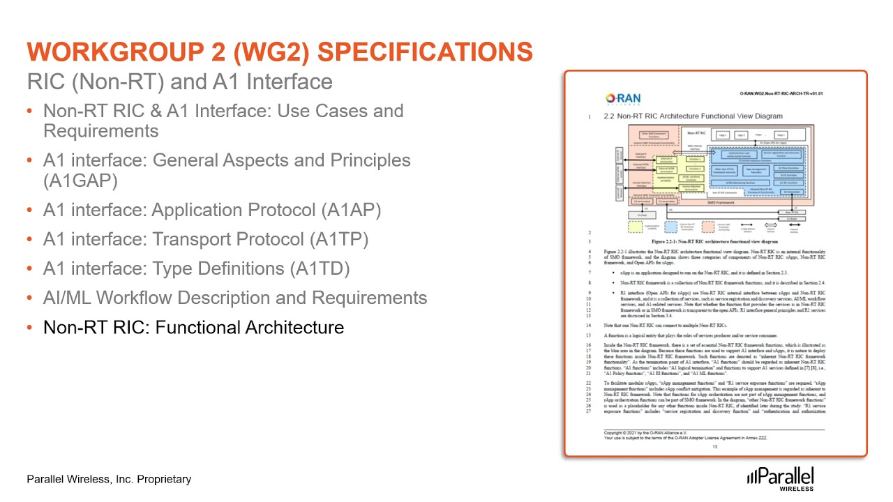 O-RAN WG2 & WG3: Task Groups and Deliverables