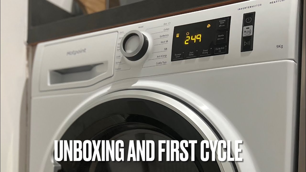 Hotpoint Active Care NTM1192SKUK Tumble Dryer - Unboxing and First Run