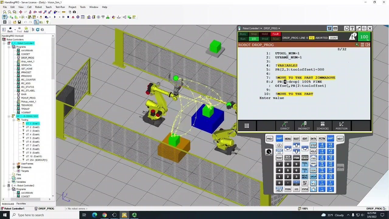 FANUC Roboguide - How to establish Communication between 2 Robots using the DI and DO?