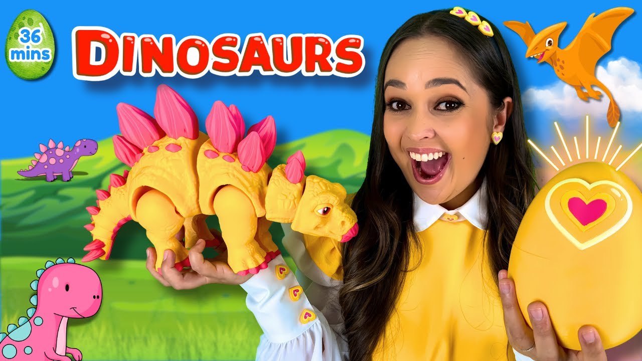 Dinosaurs Adventure with Ms Moni | Dinosaur Eggs, Colours, Shapes | Toddler Learning Videos