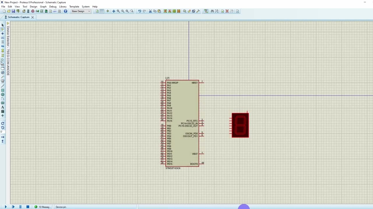 STM32 Урок №15- Моделирование работы семисегментного индикатора  STM32 при помощи Proteus 8.10