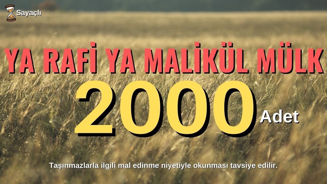 YA RAFİ YA MALİKÜL MÜLK 2000 ADET - YA RAFİ YA MALİKÜLMÜLK ZİKRİ 2000 DEFA - YA RAFİ YA MALİKEL MÜLK