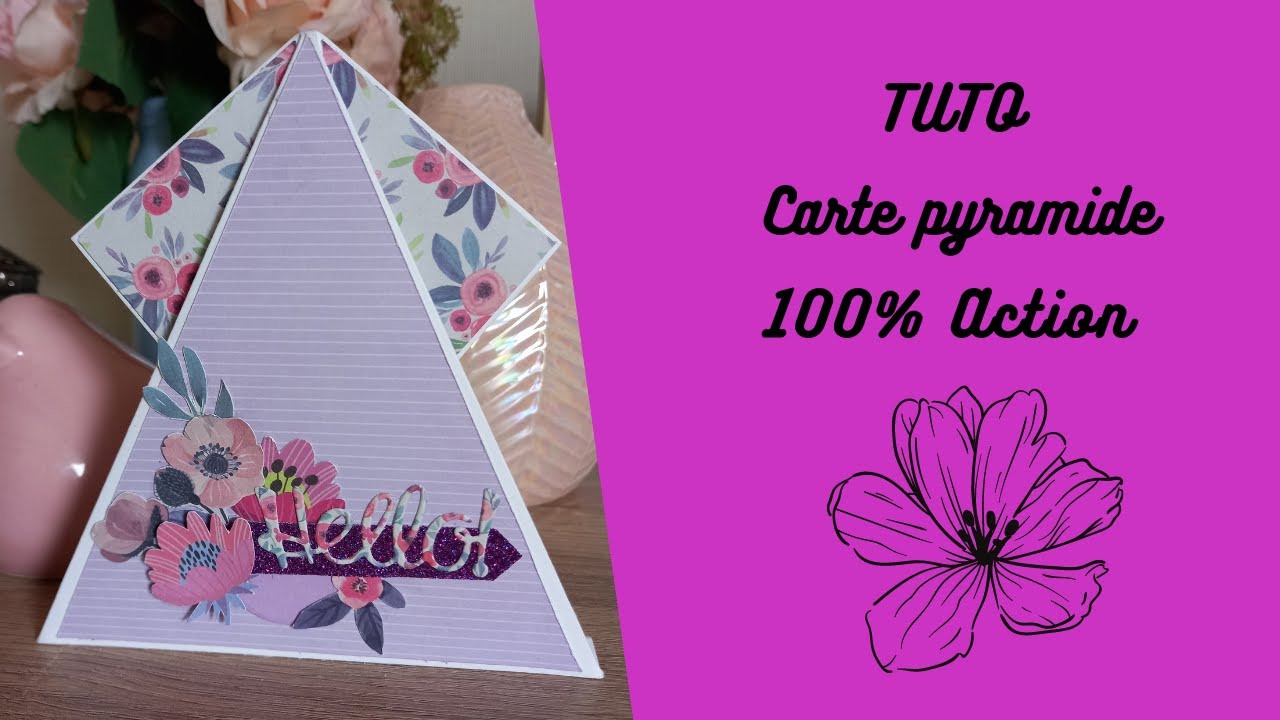 Tuto carte pyramide, dominante violet / 100% Action #action #simple #scrapbooking