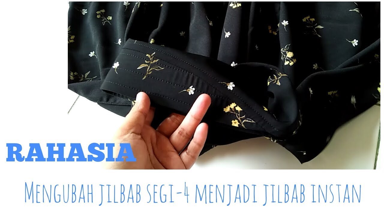 DIY | tutorial merubah jilbab segi-4 menjadi jilbab instan | menjahit jilbab segiempat instan
