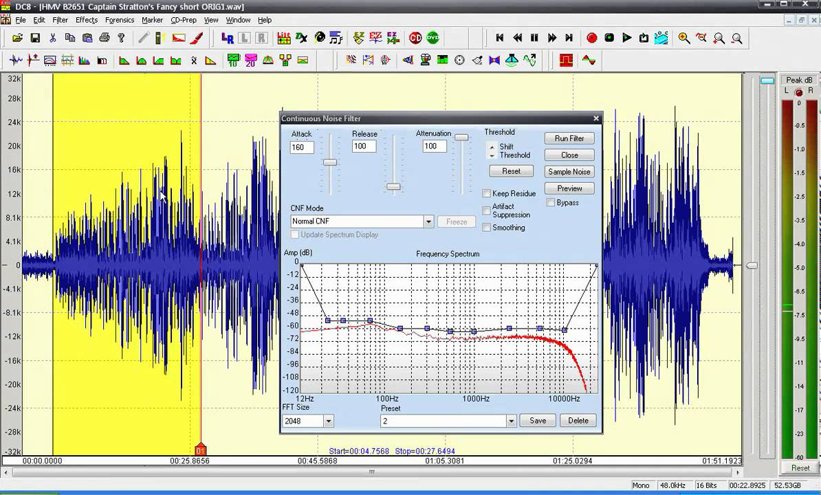 Audio Restoration 101 - One method of De-noising using DC8