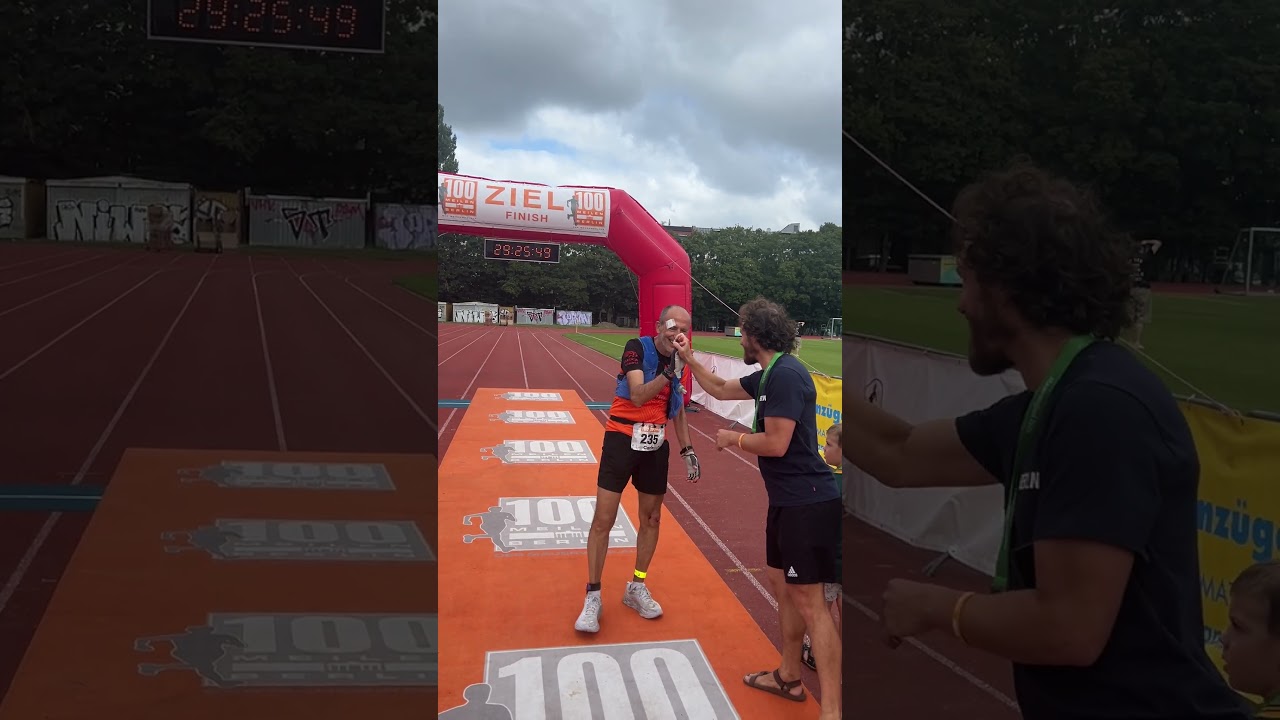 Carlo beim Zieleinlauf der 100 Meilen Berlin 2025 #lgmauerweg #100meilenberlin