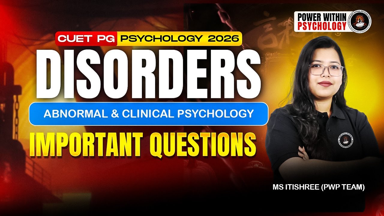 Disorders Important Questions for CUET PG Psychology 2026 | Abnormal & Clinical Psychology