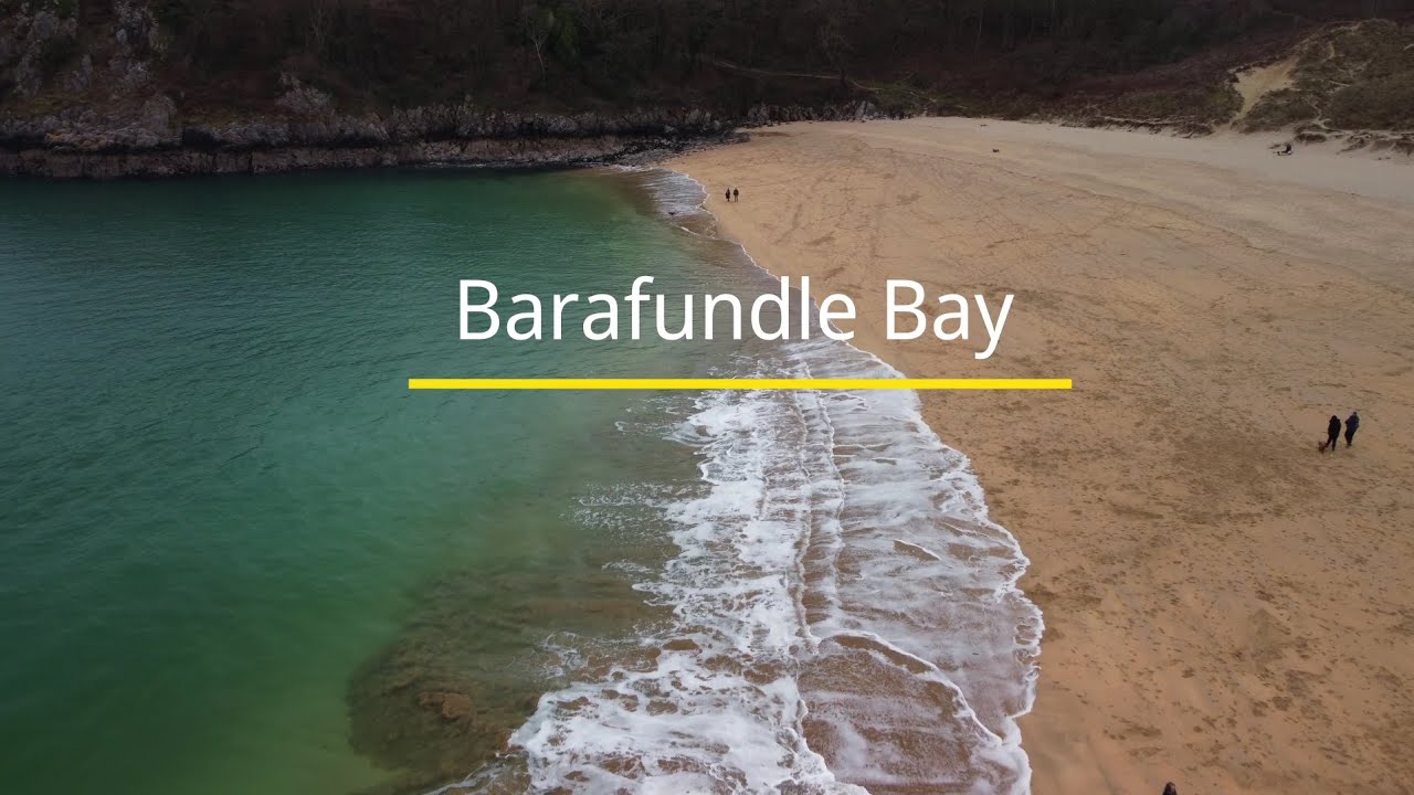 Discover Wales by DJI drone, Barafundle Bay to stackpole, secret beach, Pembrokeshire, 4K video