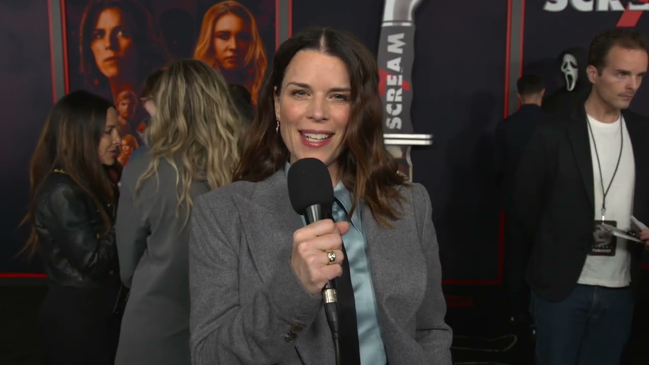 SCREAM 7 world premiere interview- Neve Campbell at the Scream 7 red carpet world premiere 