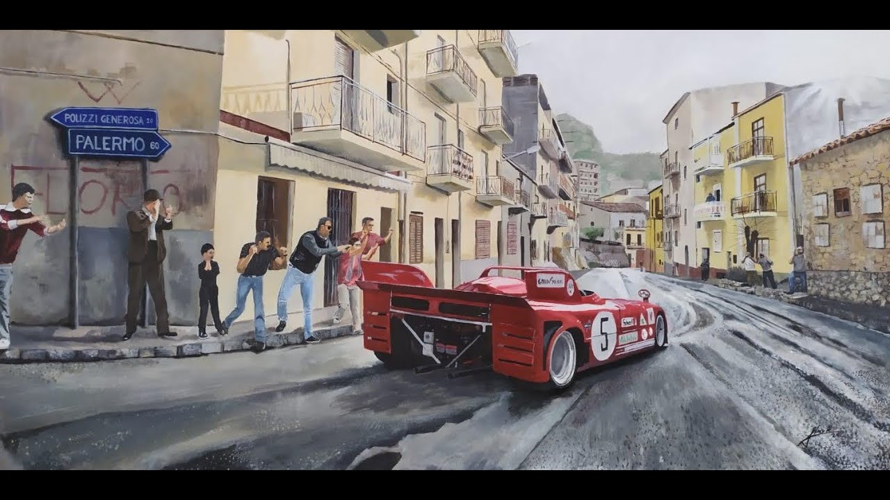Acrylic painting time lapse video Targa Florio by Ondrej Slavik
