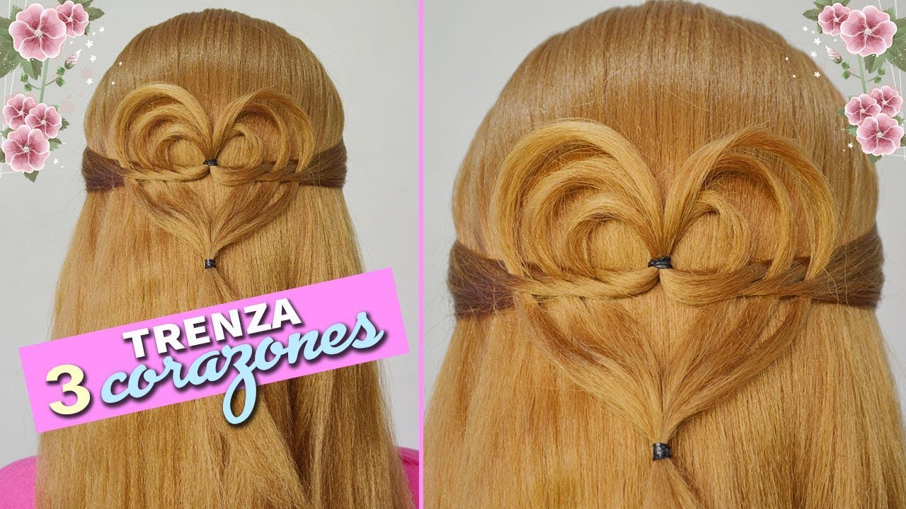 TRENZAS CORAZÓN: Peinados Faciles y Rapidos y Bonitos 2018 para Niñas con Cabello Largo
